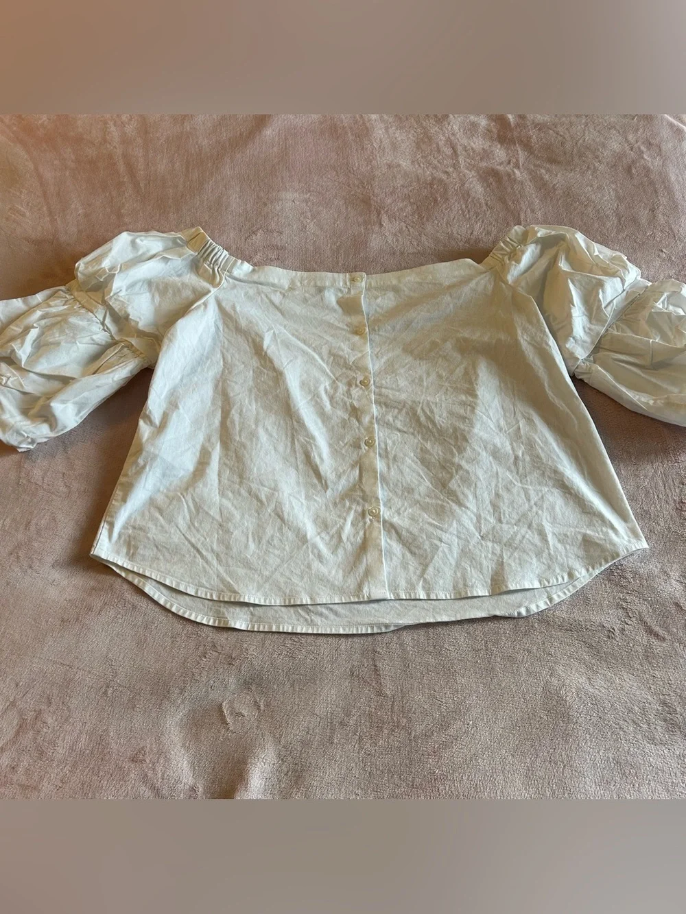 Banana Republic off the shoulder white 3/4 sleeve white poplin blouse size L